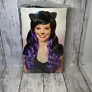 Claire’s Cat Ears Curly Wig Black Purple Wig Hair Long